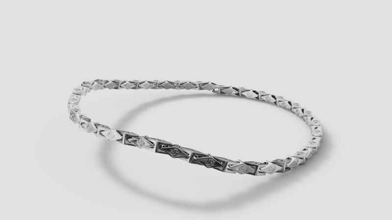 925 Sterling Silver Geometric Link Necklace | Designer Luxury Men’s Silver Chain – GLOVI