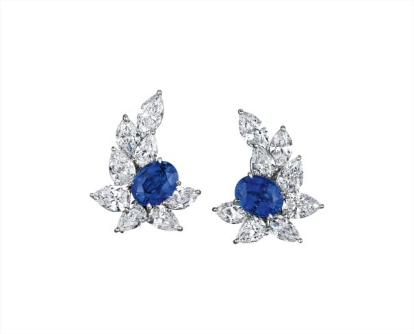Royal Blue Stone Crystal Earrings for Women | Elegant Silver Party Wear Stud Earrings – GLOVI