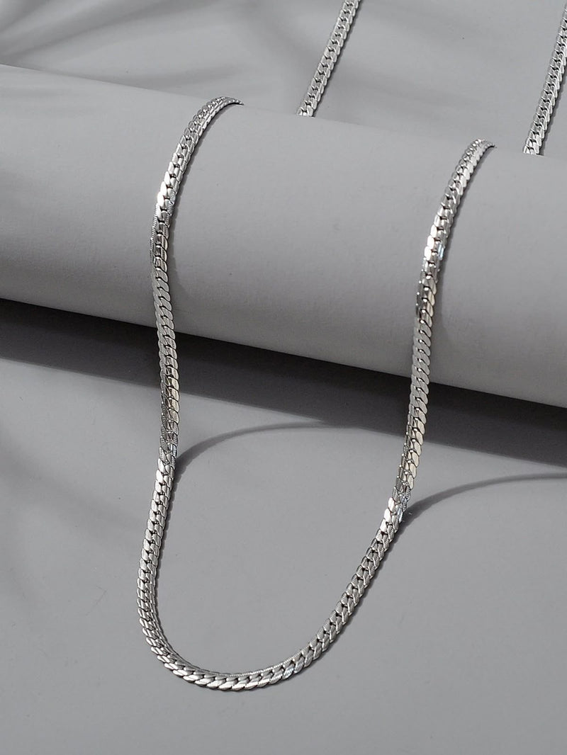 Flat Silver Chain Necklace for Men & Women | Premium Stainless Steel Snake Chain – GLOVI