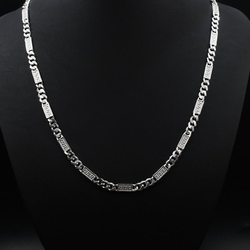 Greek Pattern Cuban Chain Necklace for Men | Premium Stainless Steel Designer Chain – GLOVI