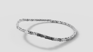925 Sterling Silver Geometric Link Necklace | Designer Luxury Men’s Silver Chain – GLOVI