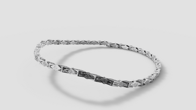 925 Sterling Silver Geometric Link Necklace | Designer Luxury Men’s Silver Chain – GLOVI