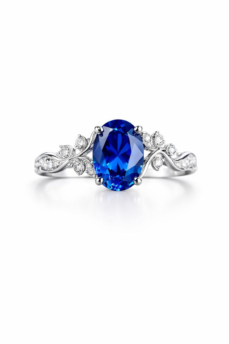Luxury Blue Sapphire Stone Ring for Women | Elegant Silver Diamond Design Ring – GLOVI