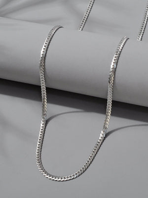 Flat Silver Chain Necklace for Men & Women | Premium Stainless Steel Snake Chain – GLOVI