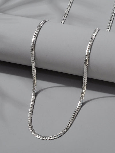Flat Silver Chain Necklace for Men & Women | Premium Stainless Steel Snake Chain – GLOVI
