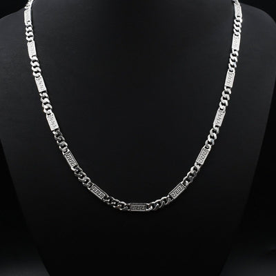 Greek Pattern Cuban Chain Necklace for Men | Premium Stainless Steel Designer Chain – GLOVI