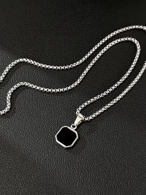 Black Pendant Chain Necklace for Men & Women | Minimal Stainless Steel Pendant – GLOVI