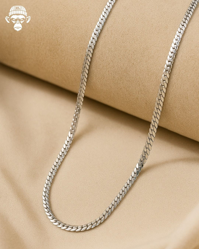 Flat Silver Chain Necklace for Men & Women | Premium Stainless Steel Snake Chain – GLOVI