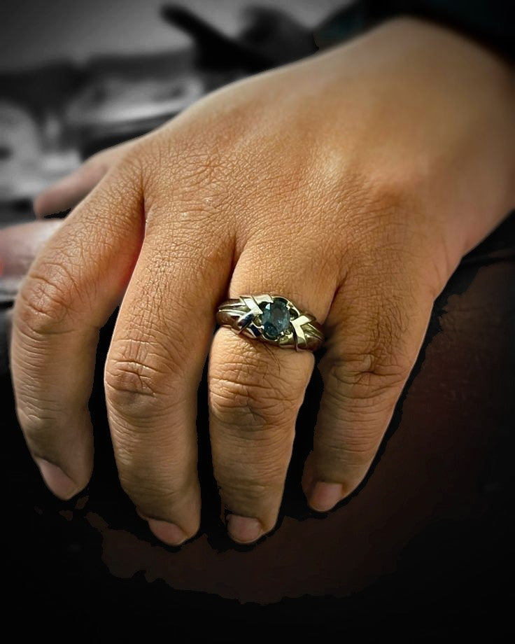 Green Stone Silver Ring for Men | Premium Stylish Designer Ring | GLOVI