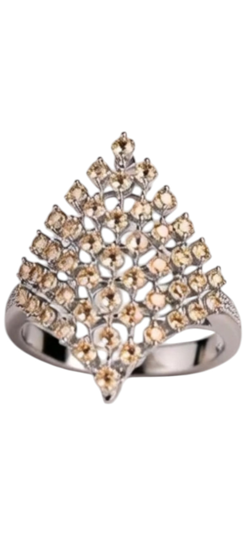 Champagne Stone Leaf Design Ring for Women | Luxury Silver Designer Ring – GLOVI