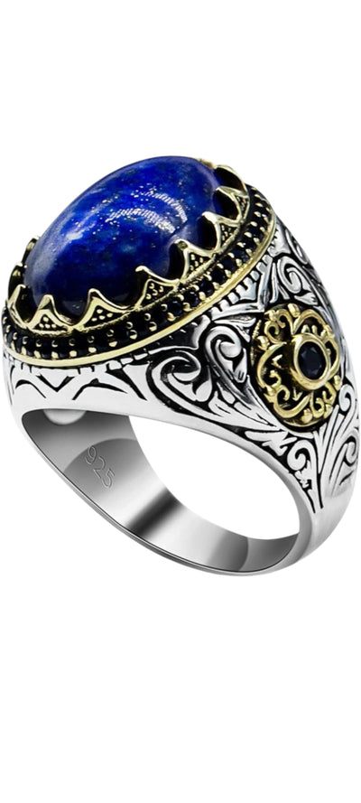 Blue Stone Royal Silver Ring for Men | Premium Designer Statement Ring | GLOVI