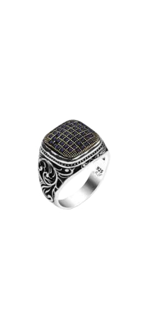 Square Designer Silver Ring for Men | Premium Pattern Statement Ring | GLOVI