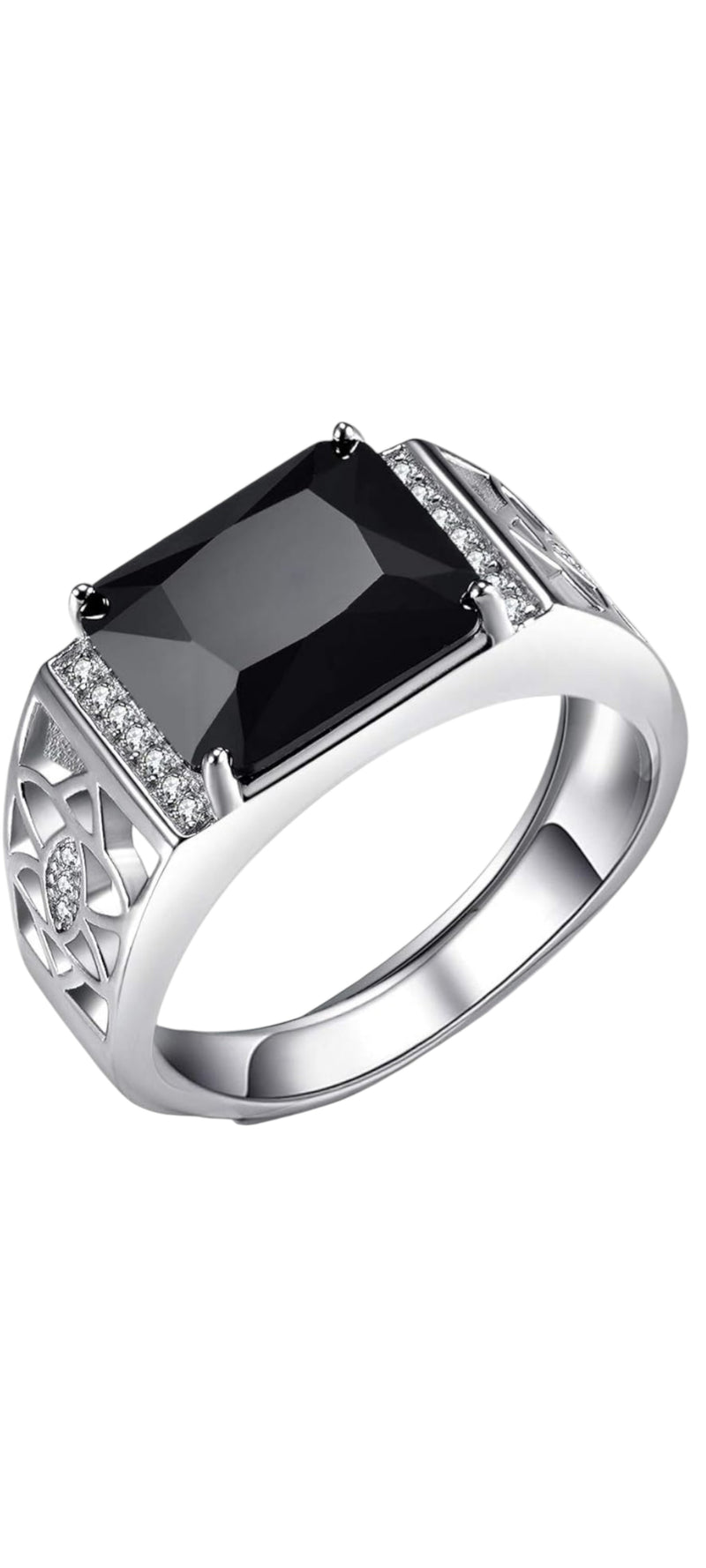 Black Stone Luxury Silver Ring for Men | Premium Designer Statement Ring | GLOVI
