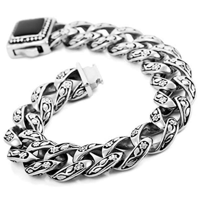 Designer Engraved Cuban Link Bracelet for Men | Premium Stainless Steel Chain – GLOVI