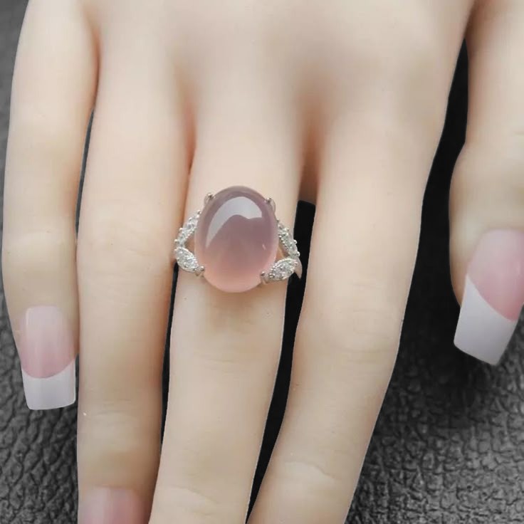 Pink Stone Elegant Ring for Women | Luxury Silver Adjustable Gemstone Ring – GLOVI