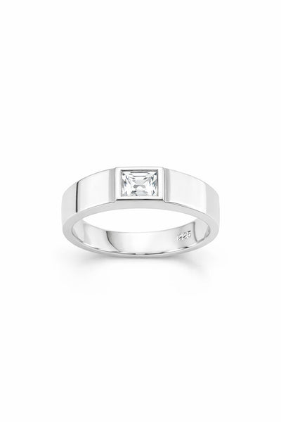 Minimal Stone Silver Ring for Men | Elegant Daily Wear Ring | GLOVI