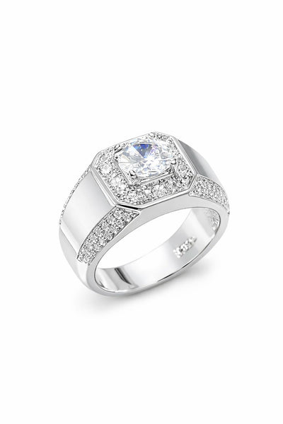 Diamond Look Silver Ring for Men | Premium Luxury Stone Ring | GLOVI
