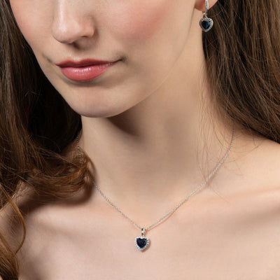 Blue Heart Stone Necklace for Women | Elegant Silver Love Pendant Chain – GLOVI