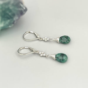 Elegant Green Drop Earrings for Women | Silver Gemstone Dangle Earrings – GLOVI